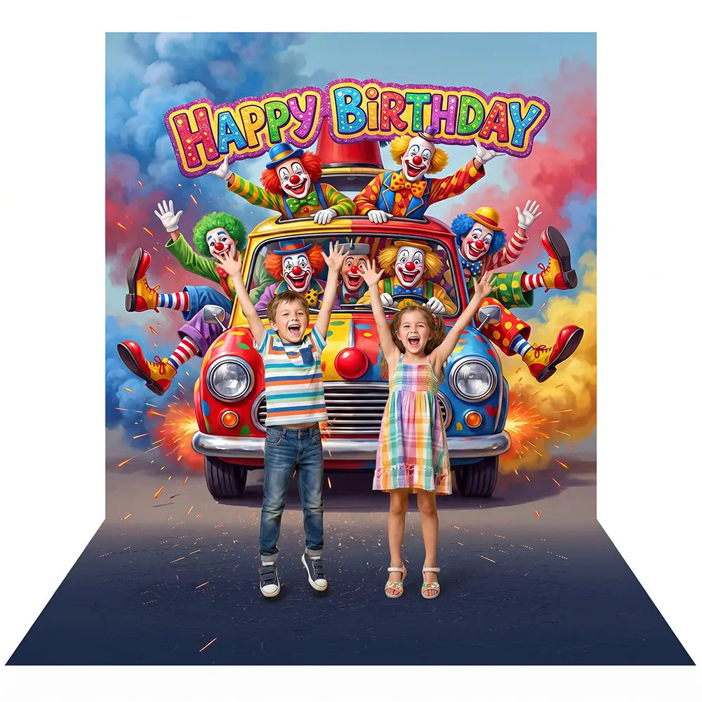 Clown Car Backdrop, Circus Fabric Background Alba Backgrounds