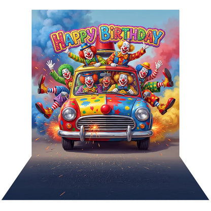 Clown Car Backdrop, Circus Fabric Background Alba Backgrounds