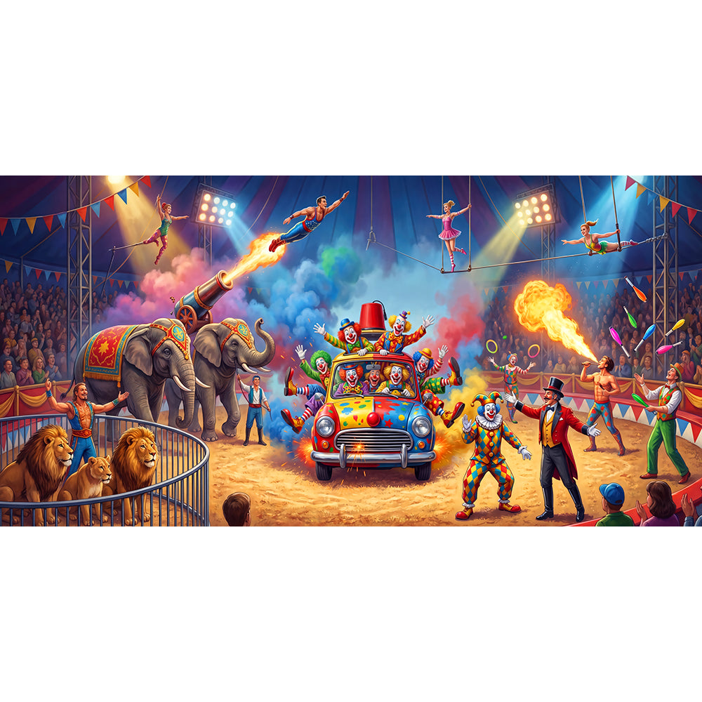Clown Car, Wide Fabric Backdrop