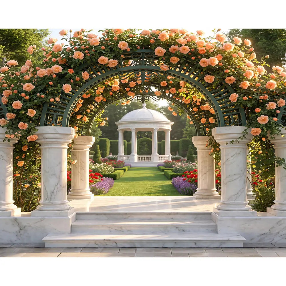 Garden Arch Backdrop, Floral Arch, Fabric Photo Background Alba Backgrounds