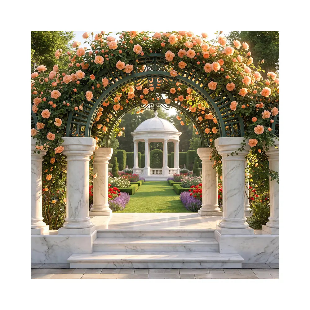 Garden Arch Backdrop, Floral Arch, Fabric Photo Background Alba Backgrounds