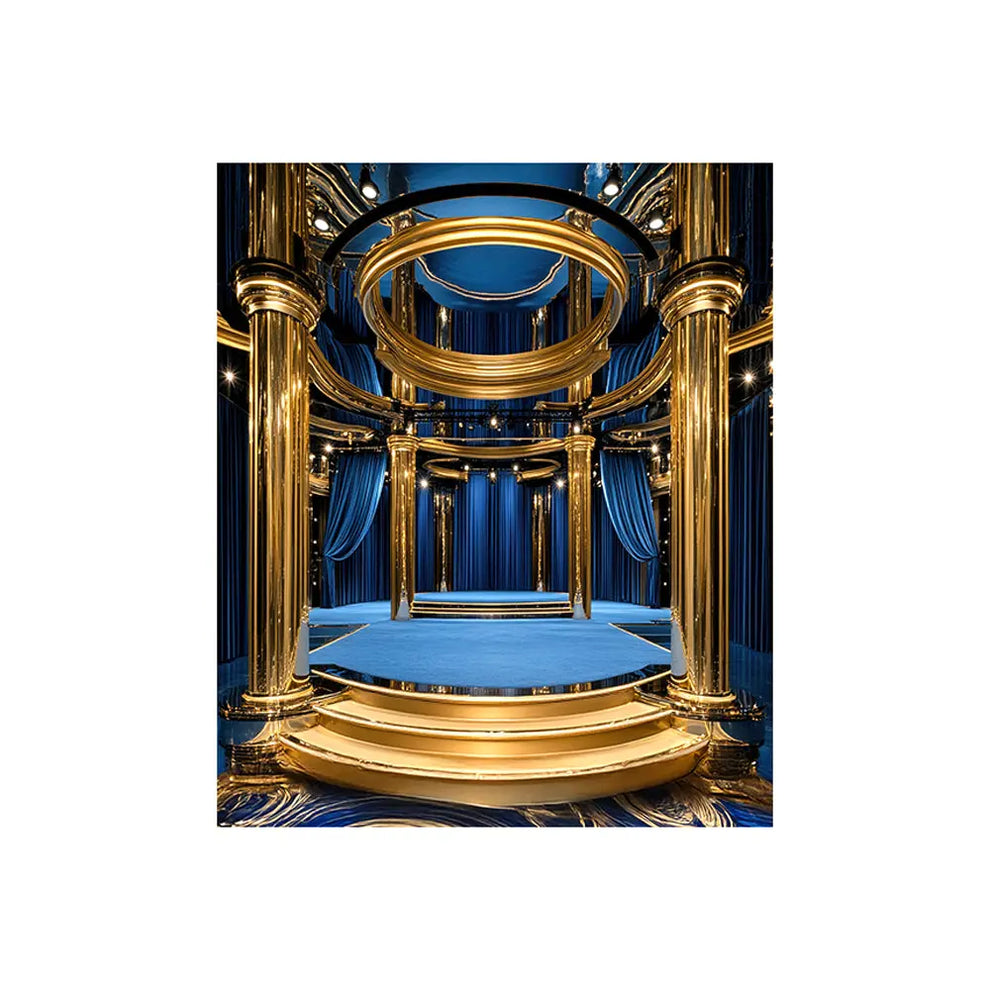 Oscar Awards Stage Backdrop, School Dance, Gold and Royal Blue – Alba ...