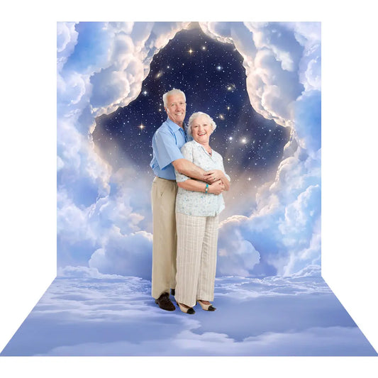 Heavenly Cloud & Star Photography Backdrop: Church Photo Shoot Alba Backgrounds