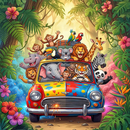 Jungle Animals Road Trip Car Fabric Backdrop Alba Backgrounds
