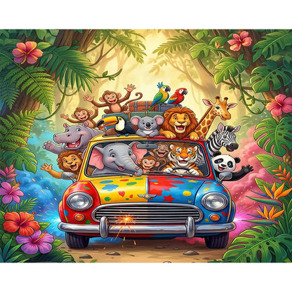 Jungle Animals Road Trip Car Fabric Backdrop Alba Backgrounds