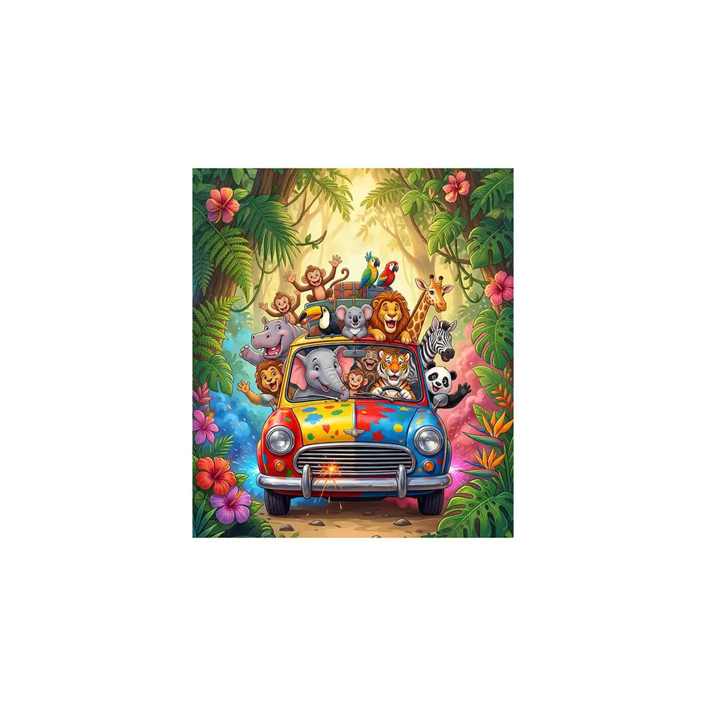 Jungle Animals Road Trip Car Fabric Backdrop Alba Backgrounds