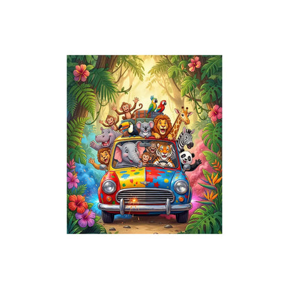 Jungle Animals Road Trip Car Fabric Backdrop Alba Backgrounds