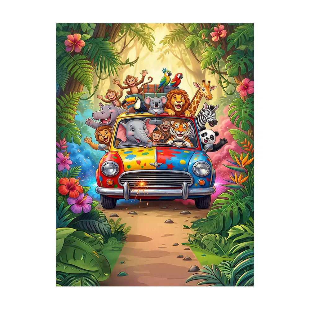 Jungle Animals Road Trip Car Fabric Backdrop Alba Backgrounds