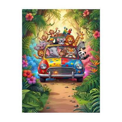 Jungle Animals Road Trip Car Fabric Backdrop Alba Backgrounds