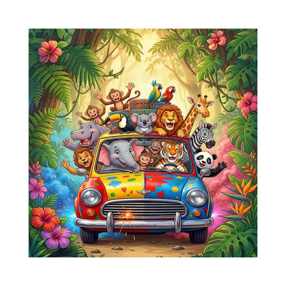 Jungle Animals Road Trip Car Fabric Backdrop Alba Backgrounds