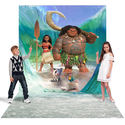 Moana Photo Backdrop, Moana and Maui's Oceana Adventure, Children's banner, Birthday backdrop