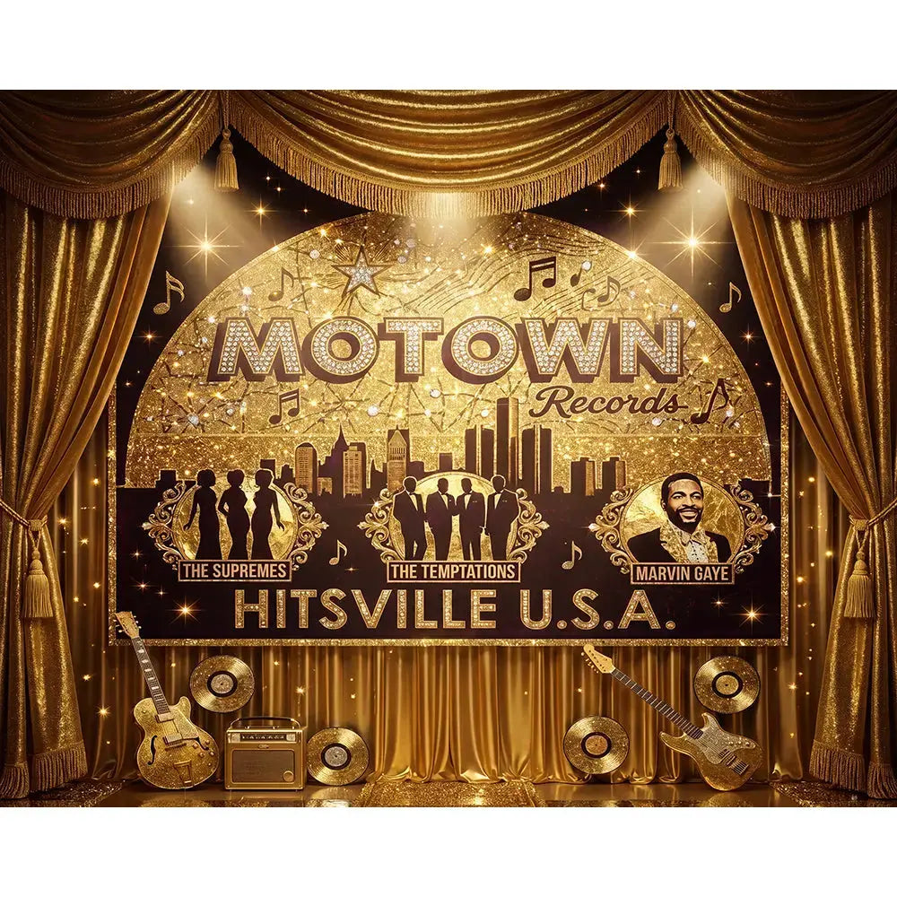 Motown Backdrop: 1960s Music Party Decor Alba Backgrounds