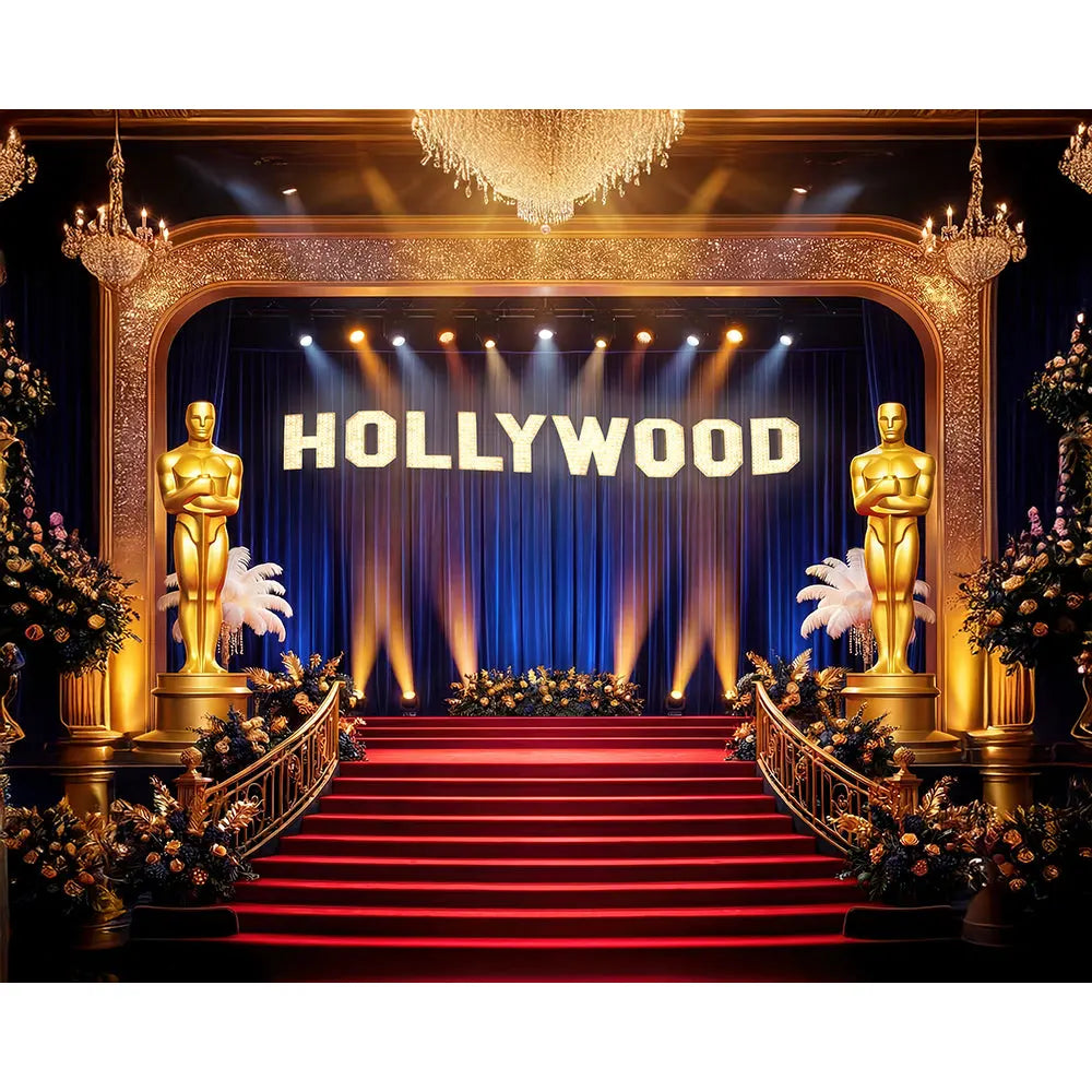 Oscars Hollywood Stage Backdrop: Awards Night Photo Fabric Background Alba Backgrounds