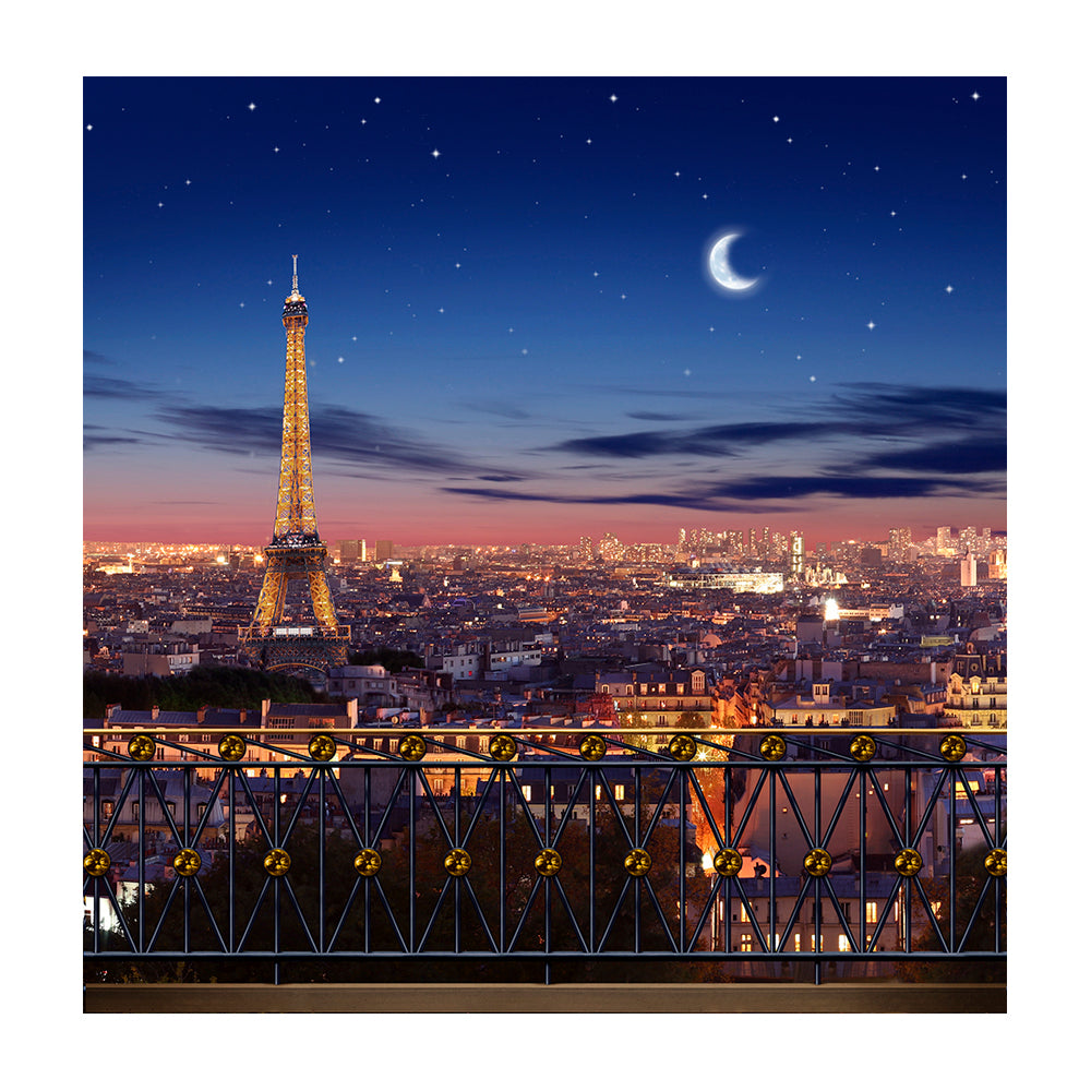 Eiffel Tower At Dusk Photo Backdrop Background Basic 8x8