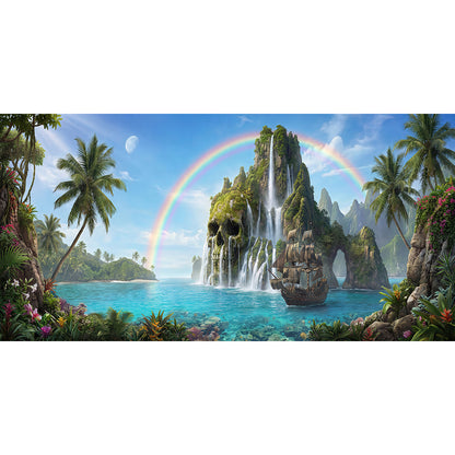 Peter Pan Backdrop, Pirate's Cove, Wide Fabric Background