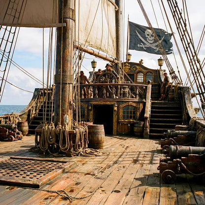Pirate Deck Backdrop, Peter Pan Decor, Fabric Background Alba Backgrounds
