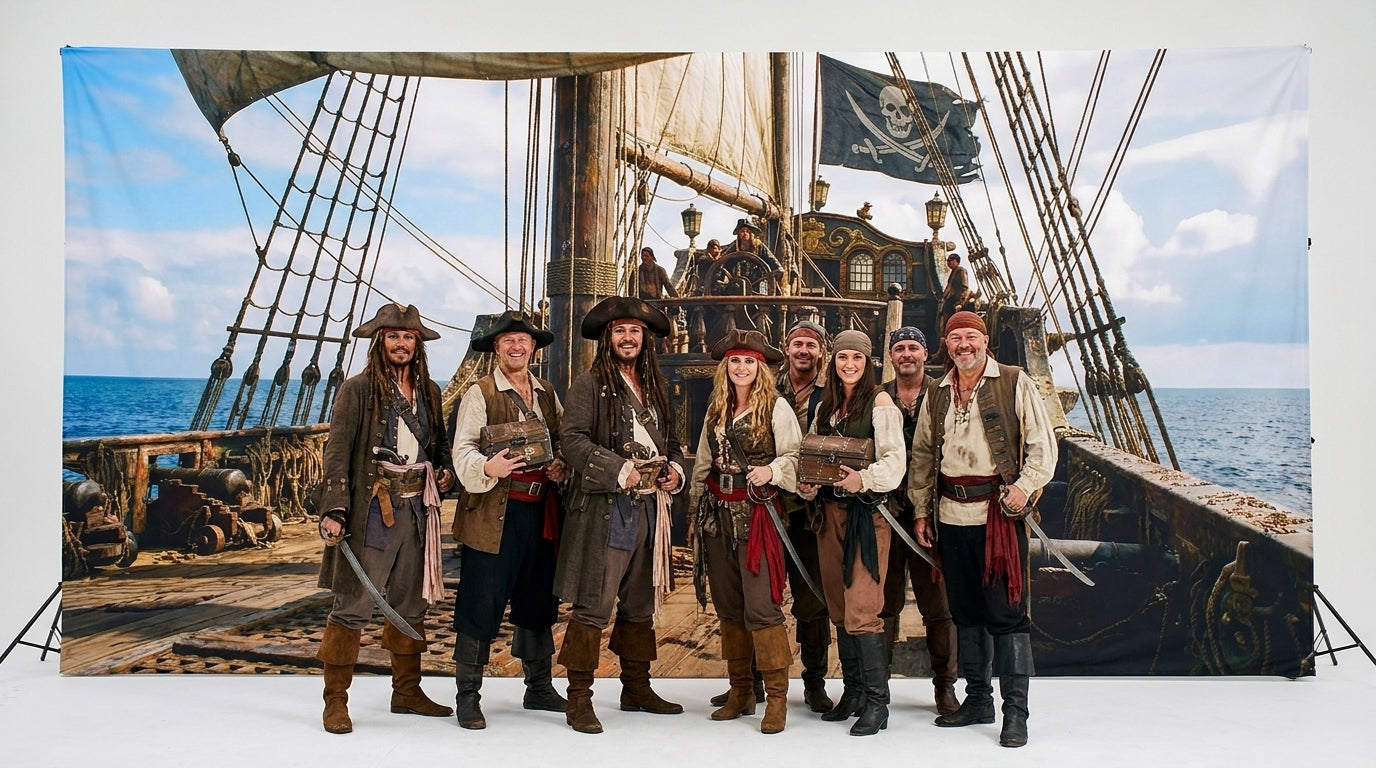 Pirate Ship's Deck, Wide Fabric Background