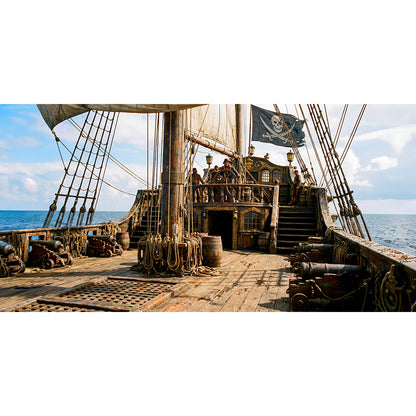 Pirate Ship's Deck, Wide Fabric Background