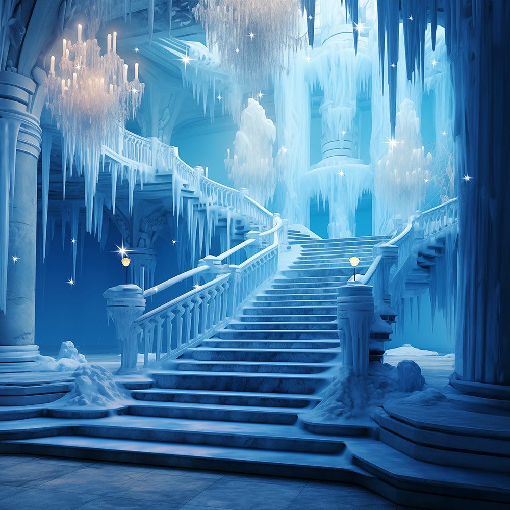 Elsa’s Frozen Castle Stairs Photo Backdrop Pro 10x10