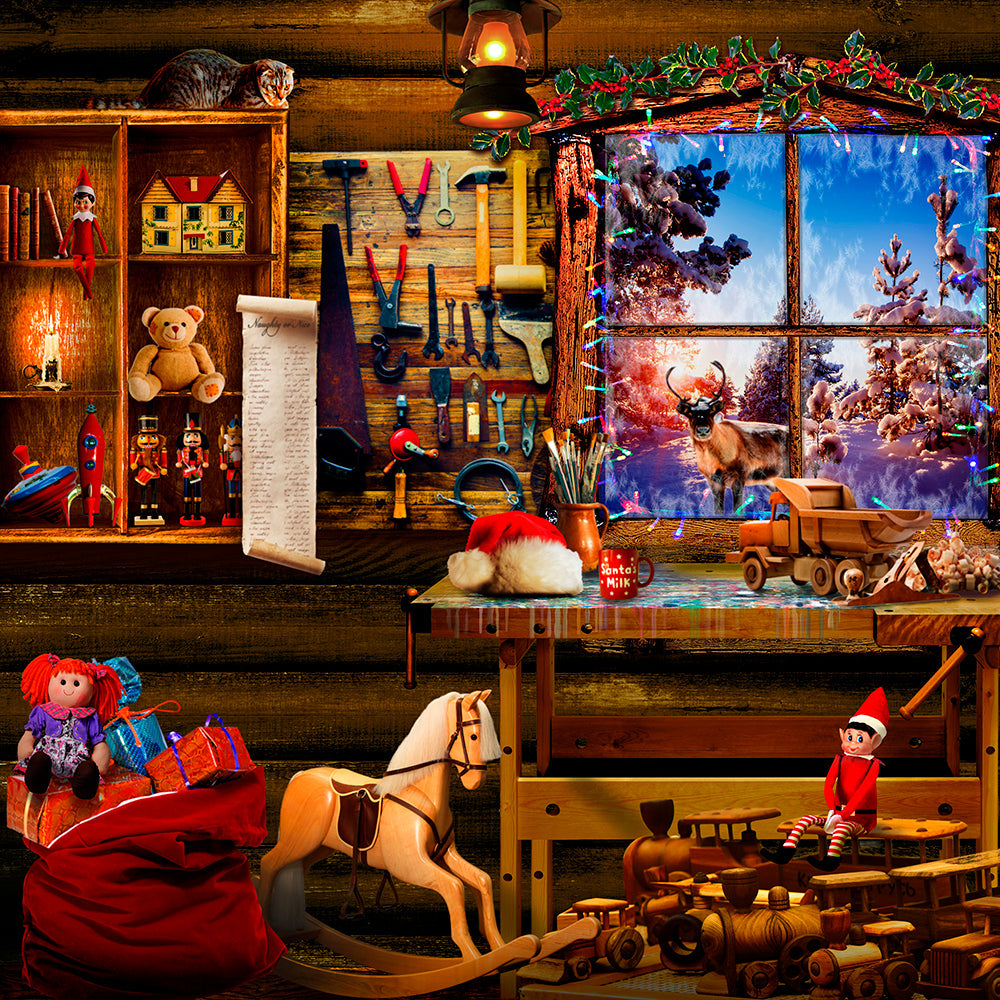 Santa’s Workshop Photography Backdrop