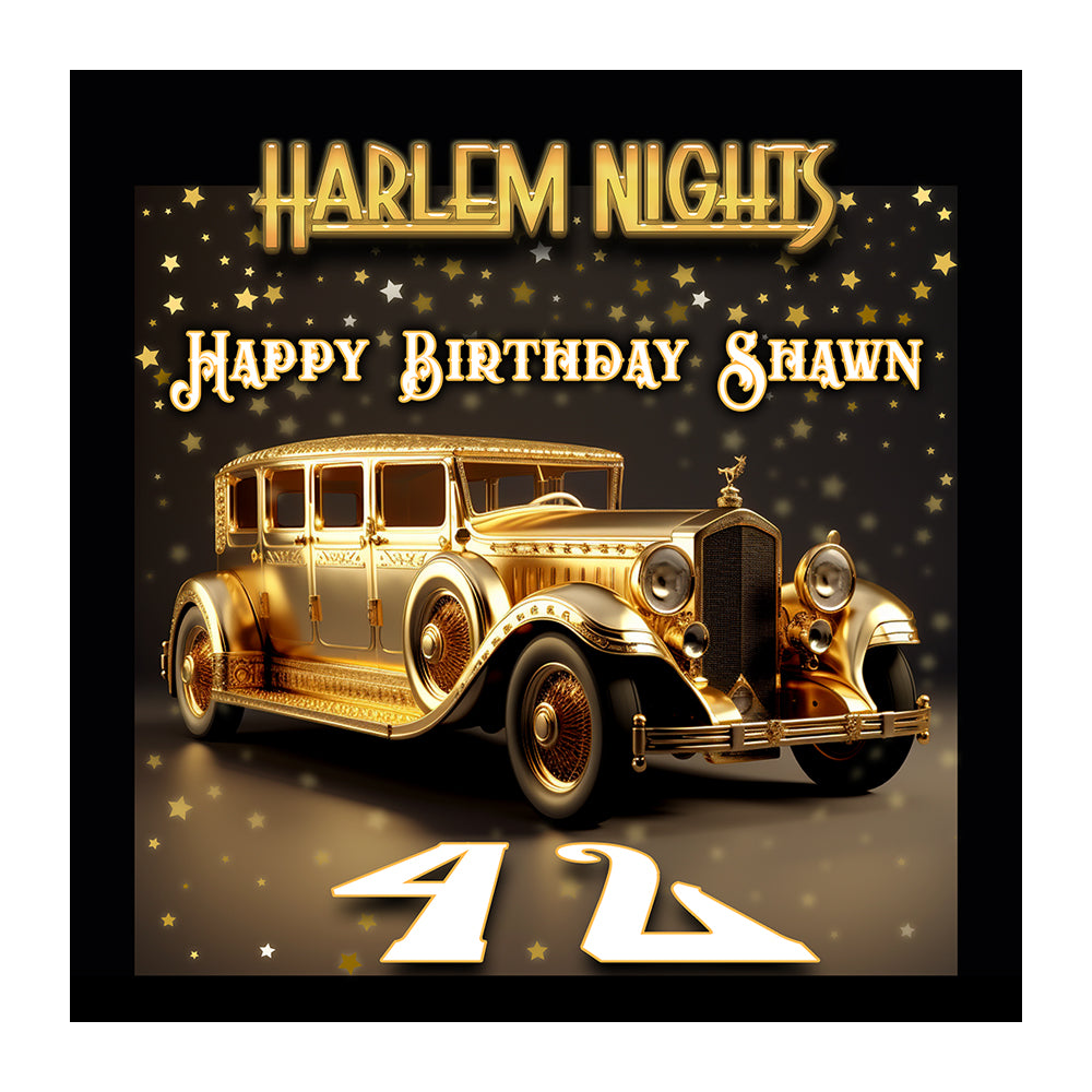 Harlem Nights Gold Vintage Car Birthday Backdrop Pro 8x8