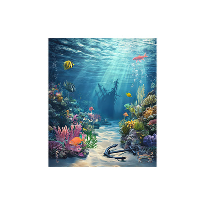 Underwater Coral Bed, Shipwreck, Photo Backdrop, Tropical Fish, Sunken Tall Ship Photo Backdrop