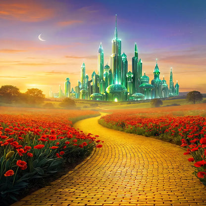 Wizard of OZ  Backdrop, Yellow Brick Road, Fabric Photo Background Alba Backgrounds