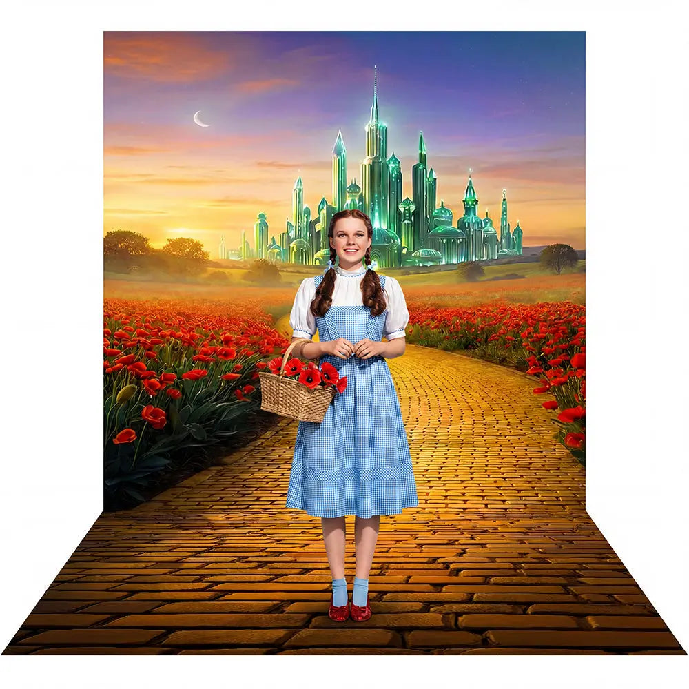 Wizard of OZ  Backdrop, Yellow Brick Road, Fabric Photo Background Alba Backgrounds
