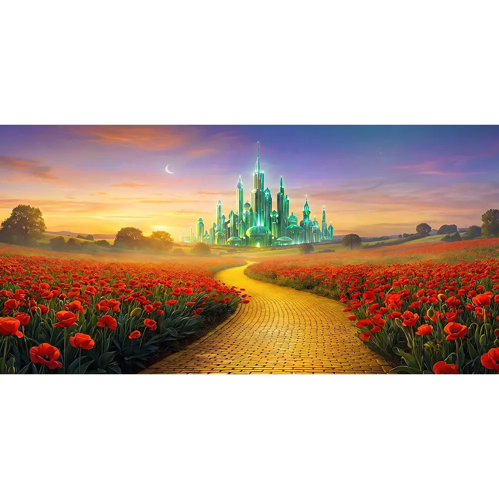 Wizard of OZ  Backdrop, Yellow Brick Road, Fabric Photo Background Alba Backgrounds