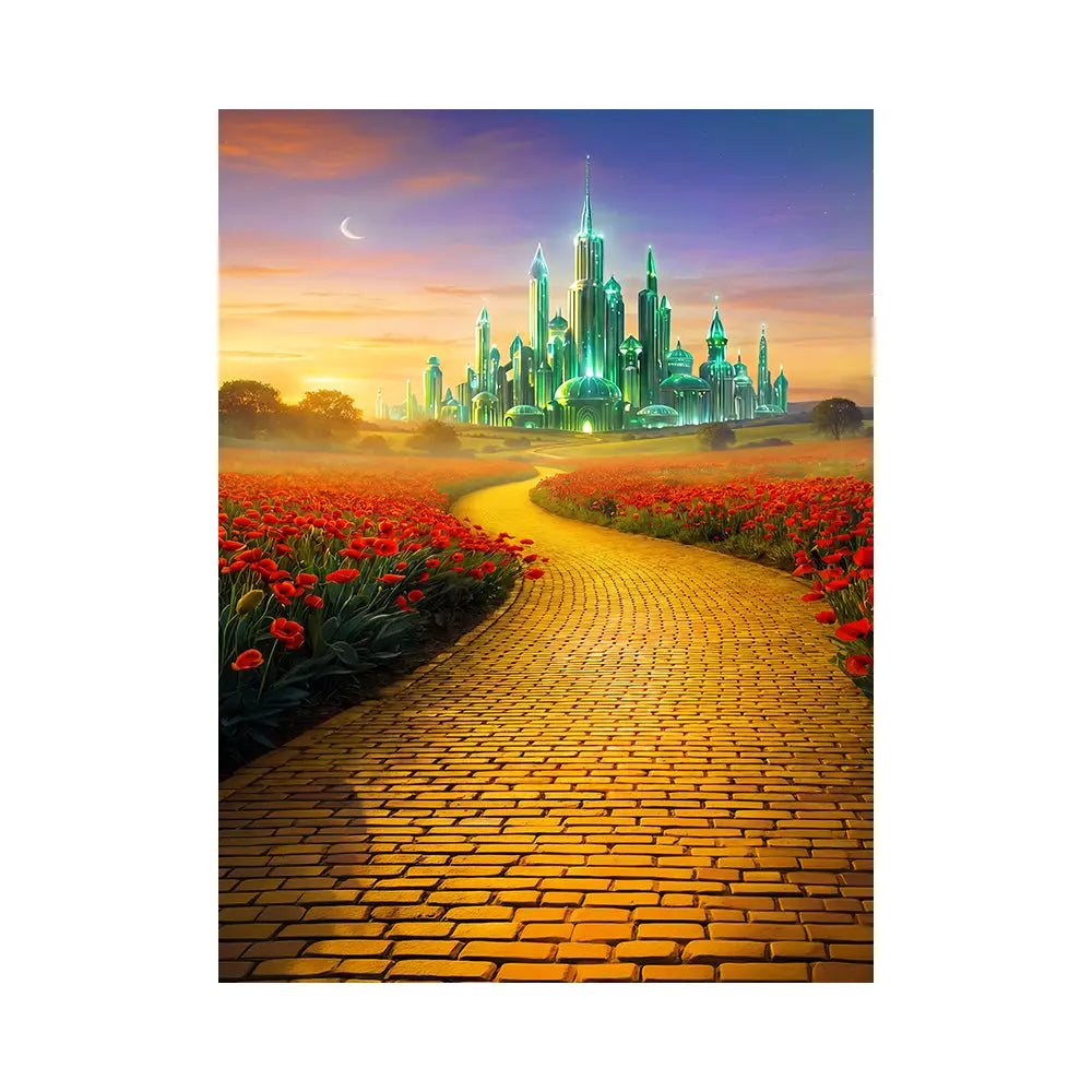 Wizard of OZ  Backdrop, Yellow Brick Road, Fabric Photo Background Alba Backgrounds