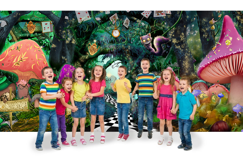 Alice In Wonderland Photo Backdrop, Wide Fabric Backdrop
