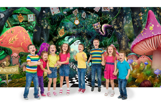 Alice In Wonderland Photo Backdrop, Wide Fabric Backdrop