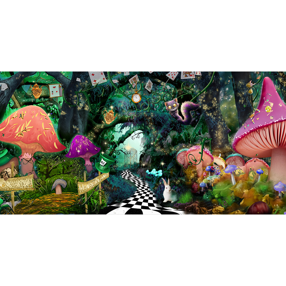Alice In Wonderland Photo Backdrop, Wide Fabric Backdrop