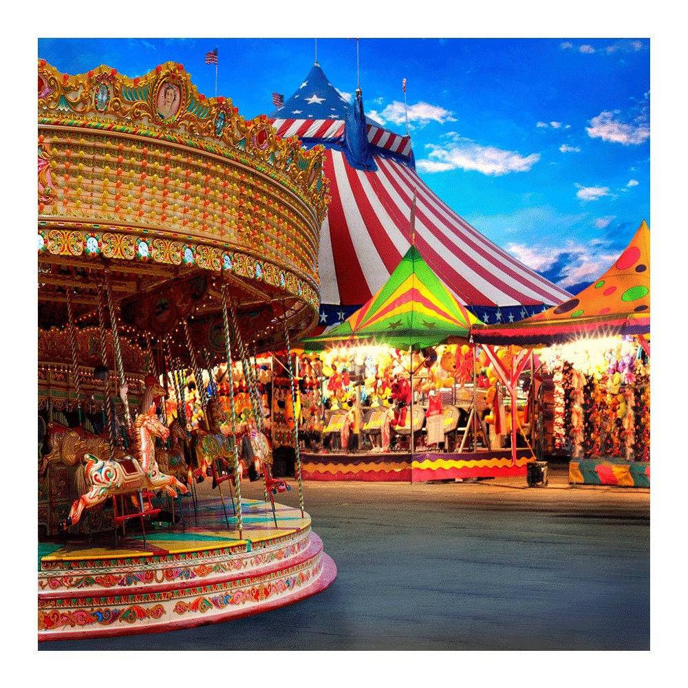 Amusement Park Carousel Photography Background - Alba Backgrounds