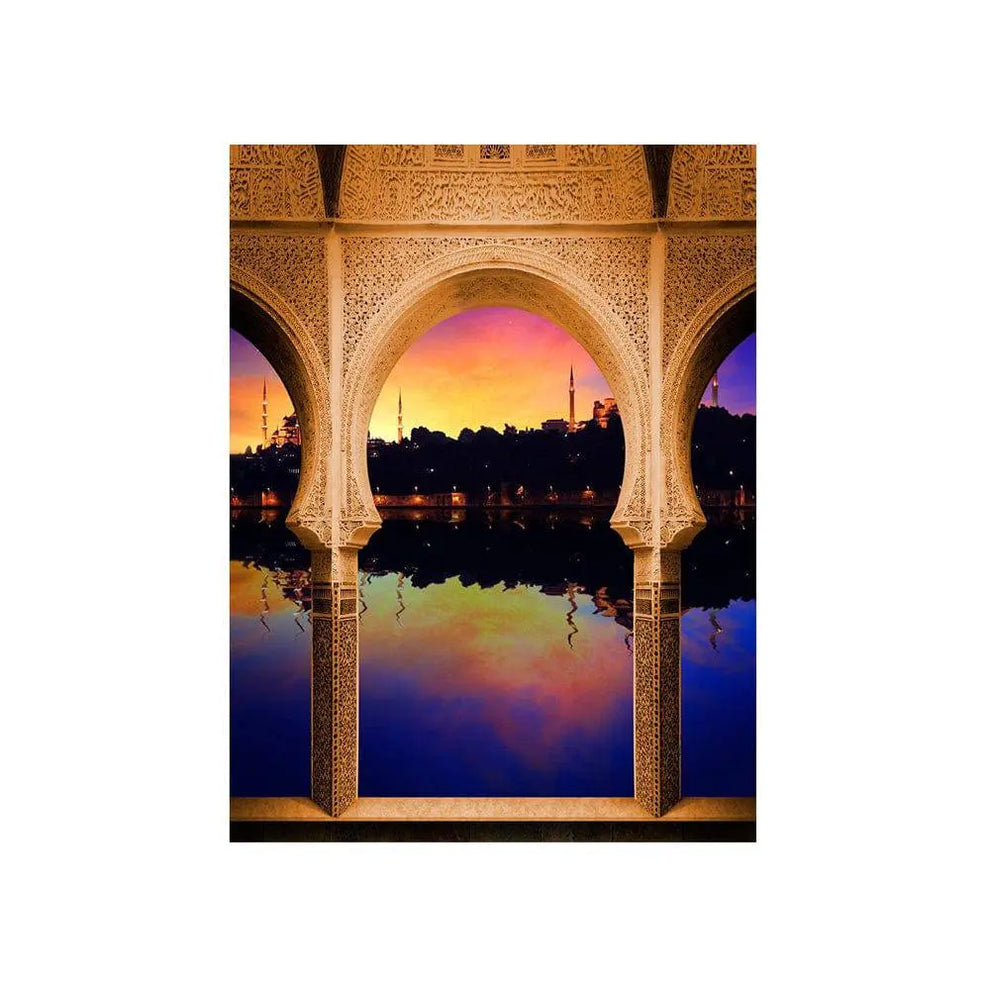 Arabian Balcony Sunset Arch Photo Backdrop - Alba Backgrounds