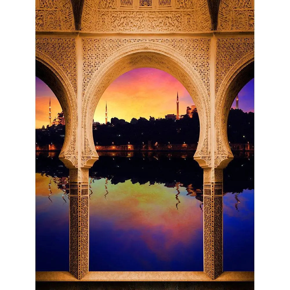 Arabian Balcony Sunset Arch Photo Backdrop - Alba Backgrounds