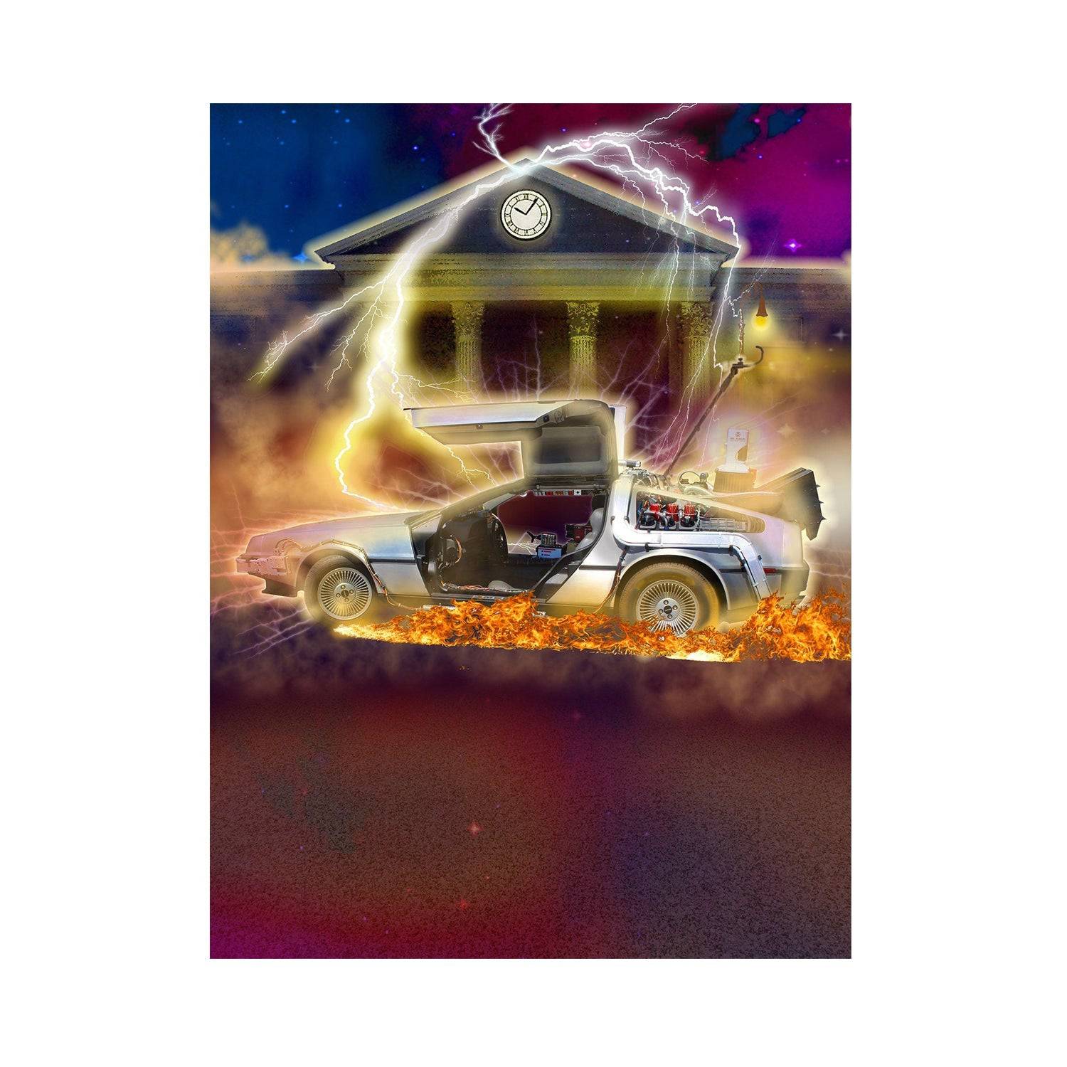 Back to the Future DeLorean Photo Backdrop - Basic 5.5  x 6.5  