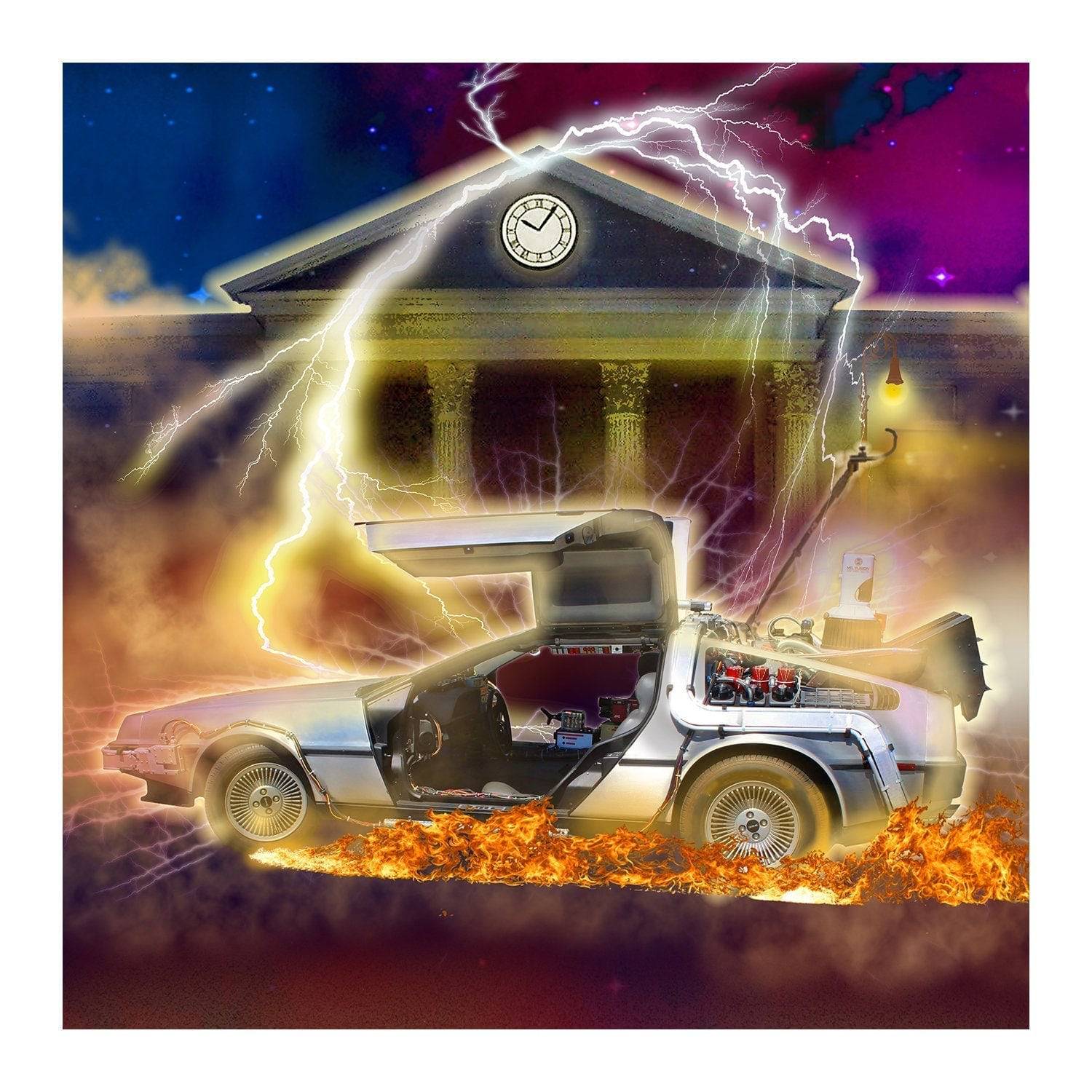 Back to the Future DeLorean Photo Backdrop - Basic 8  x 8  