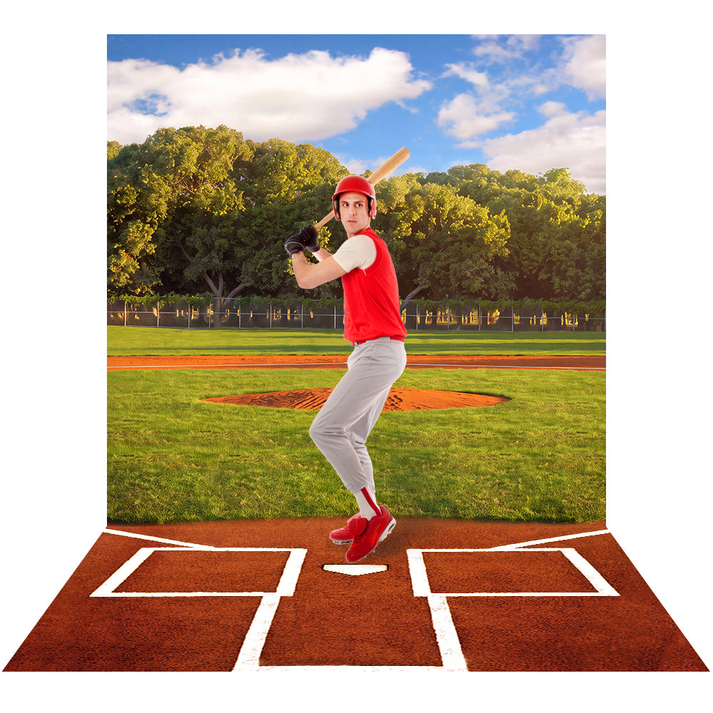 Home Plate Baseball Daytime Photo Backdrop