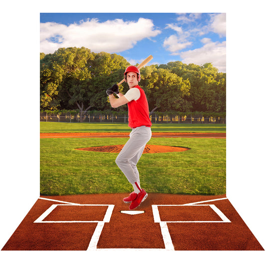 Home Plate Baseball Daytime Photo Backdrop