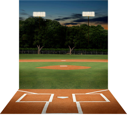 Home Plate At Night Baseball Backdrop