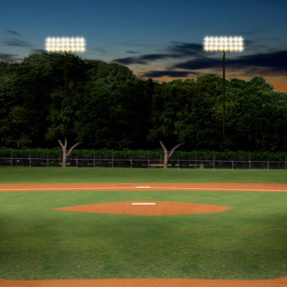 Home Plate At Night Baseball Backdrop - Pro 10  x 10  