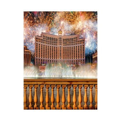 Belagio Fountain With Fireworks Photography Background