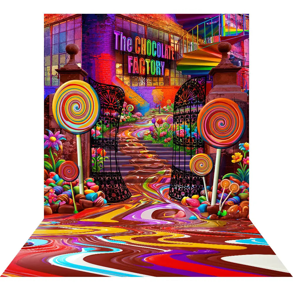 Chocolate Candy Factory Backdrop Alba Backgrounds