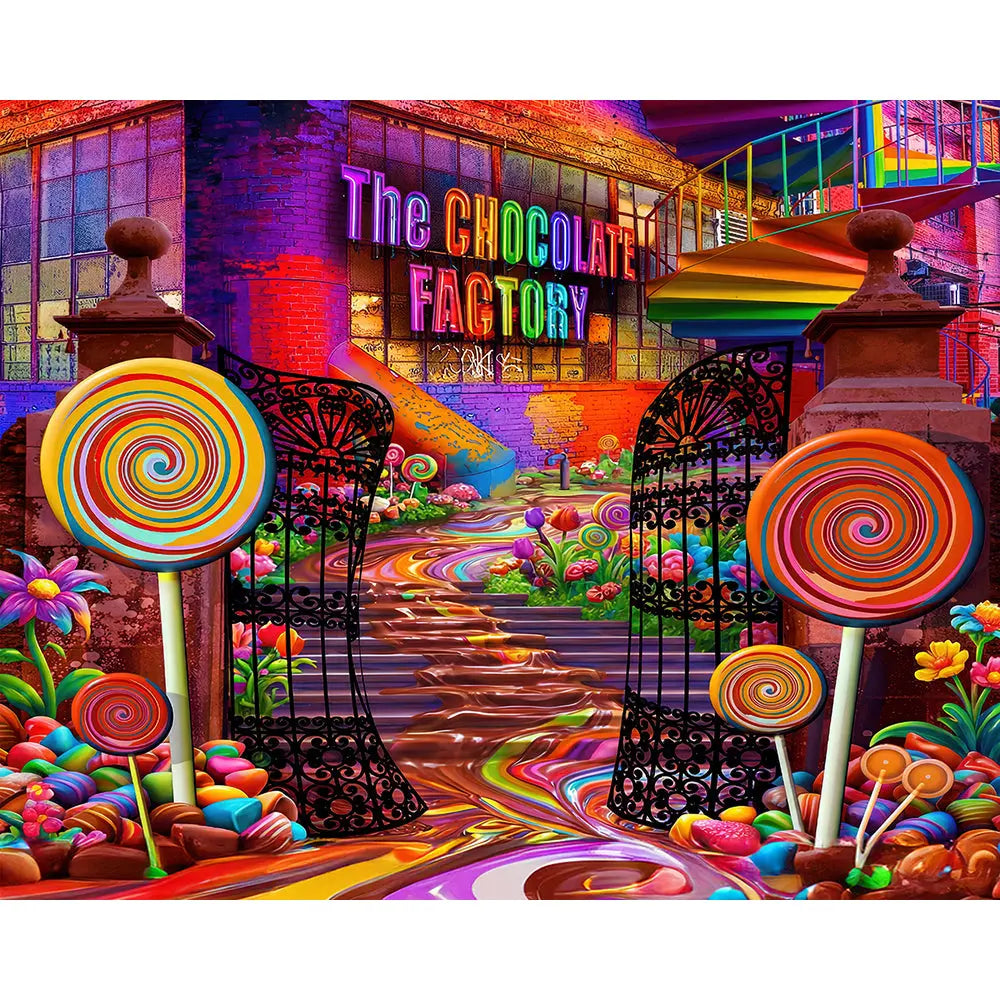 Chocolate Candy Factory Backdrop Alba Backgrounds