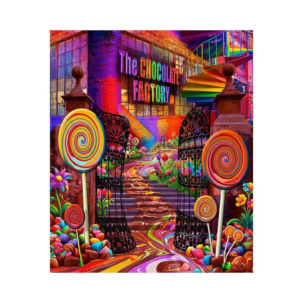 Chocolate Candy Factory Backdrop Alba Backgrounds
