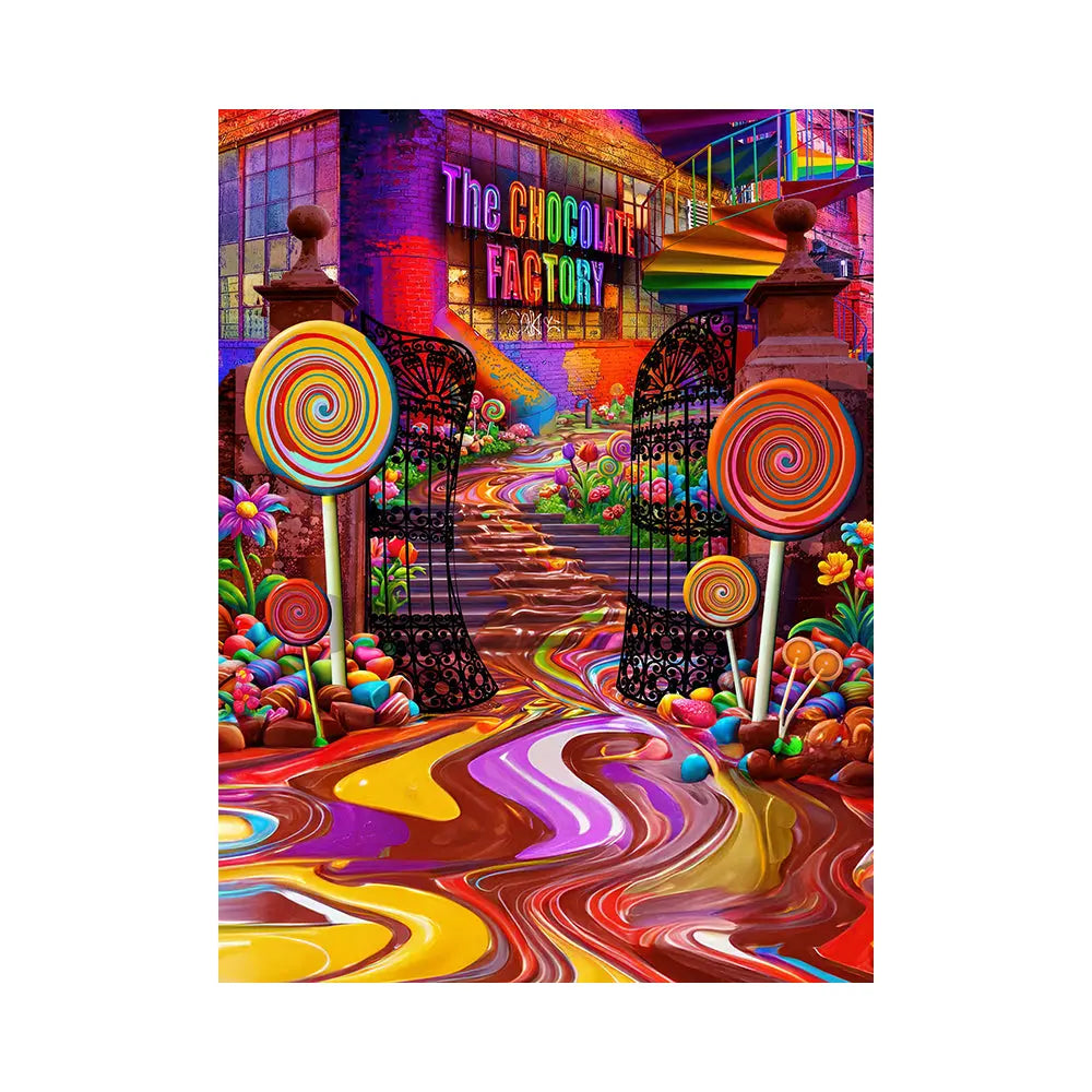 Chocolate Candy Factory Backdrop Alba Backgrounds