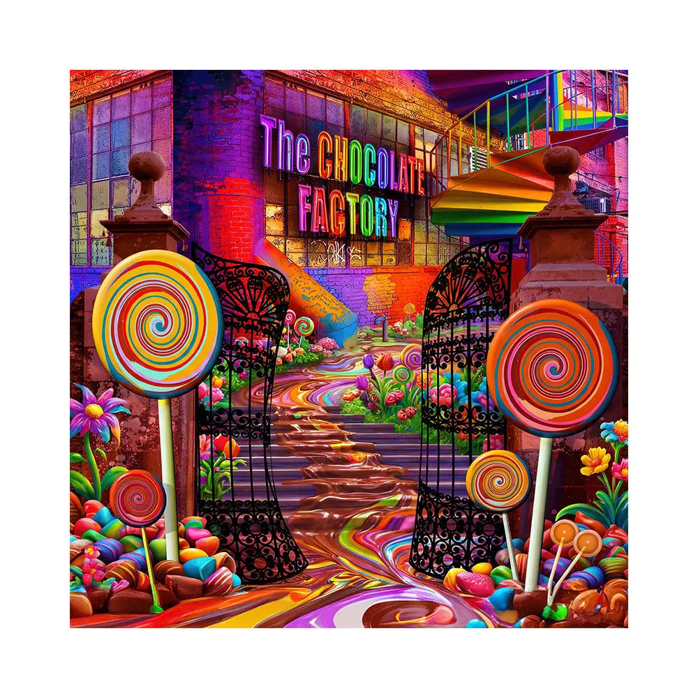 Chocolate Candy Factory Backdrop Alba Backgrounds