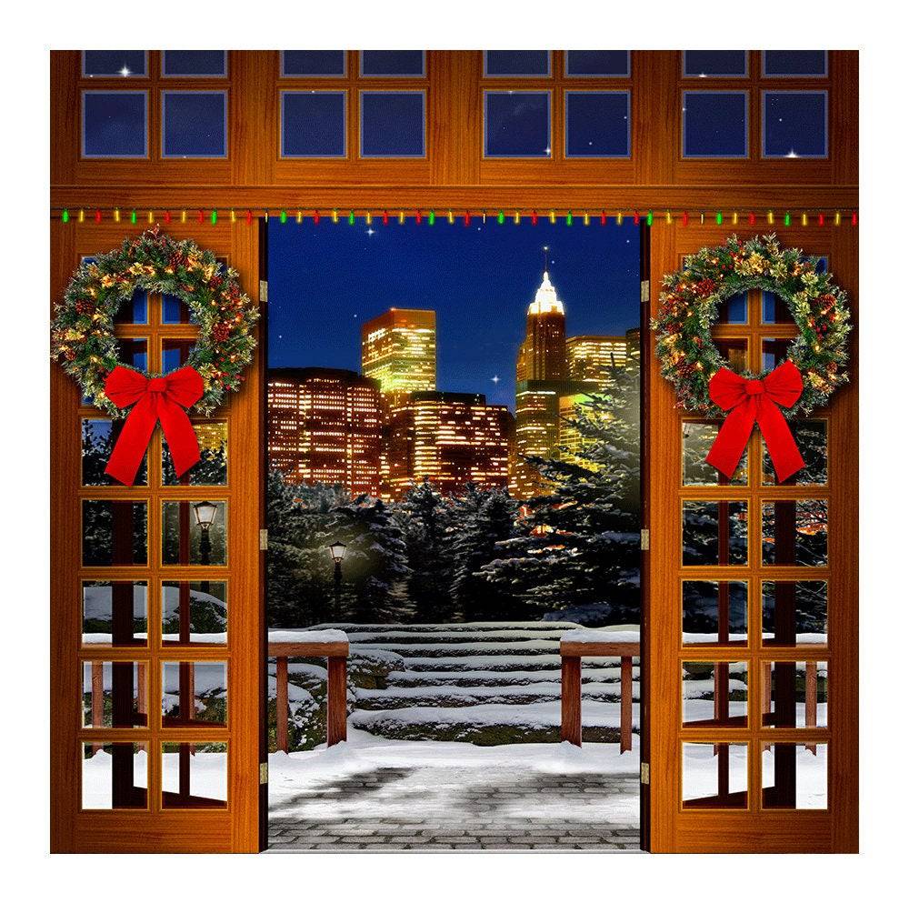 Christmas Balcony Photo Backdrop - Basic 8  x 8  