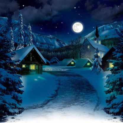 Winter Village Photo Backdrop - Pro 10  x 10  